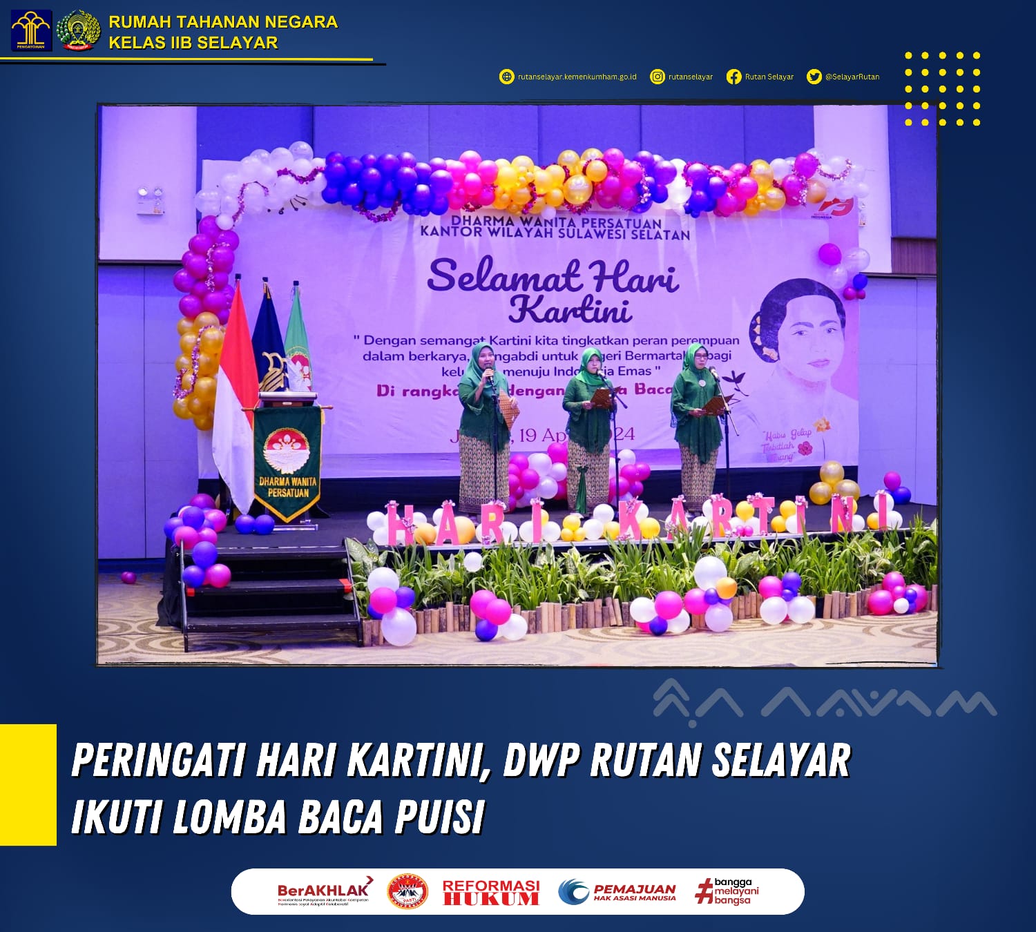 Peringati Hari Kartini, DWP Rutan Selayar Ikuti Lomba Baca Puisi